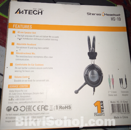A4TECH stereo headset HS-19 Hedfone microfone